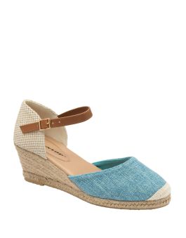 Dunlop Womens Wedge Espadrille Sandals Blue